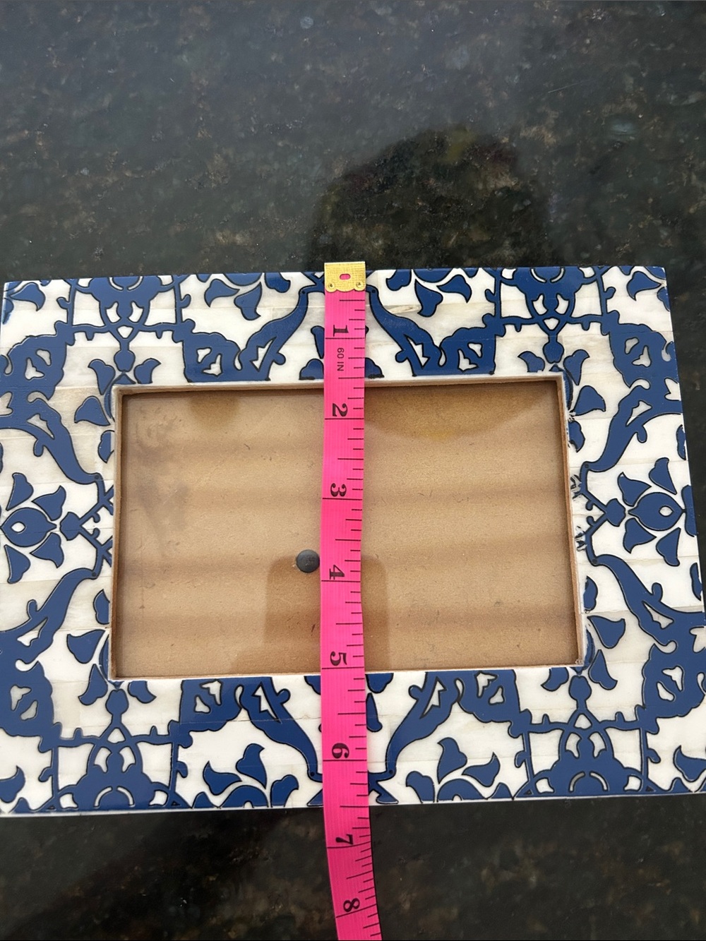 Decorative blue and ivory Patterned Photo Frame - Picture 6 of 9
